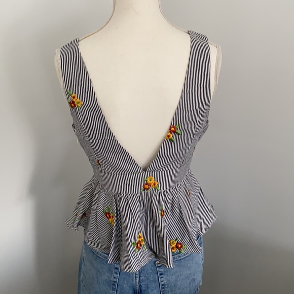 NWOT Forever 21 peplum embroidered blouse - Picture 2 of 4
